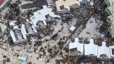 TOPSHOT - An aerial photography taken and released by the Dutch department of Defense on September 6, 2017 shows the damage of Hurricane Irma in Philipsburg, on the Dutch Caribbean island of Sint Maarten.
Hurricane Irma sowed a trail of deadly devastation through the Caribbean on Wednesday, reducing to rubble the tropical islands of Barbuda and St Martin. / AFP PHOTO / ANP / Gerben VAN ES / Netherlands OUT / RESTRICTED TO EDITORIAL USE - MANDATORY CREDIT &quot;AFP PHOTO / DUTCH DEFENSE MINISTRY/GERBEN VAN ES&quot; - NO MARKETING NO ADVERTISING CAMPAIGNS - NO ARCHIVES - NO SALE- DISTRIBUTED AS A SERVICE TO CLIENTS

        (Photo credit should read GERBEN VAN ES/AFP/Getty Images)