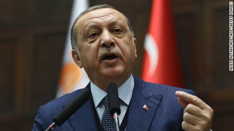 Recep Tayyip Erdogan delivers a speech at the Grand National Assembly of Turkey in Ankara, on June 13, 2017. 