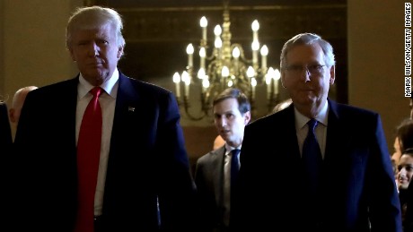 President-elect Donald Trump walks from a meeting with Senate Majority Leader Mitch McConnell at the U.S. Capitol November 10, 2016 in Washington, DC. Earlier in the day president-elect Trump met with U.S. President Barack Obama at the White House. 