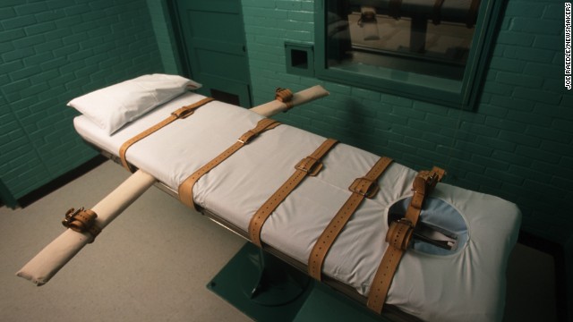 The Texas death chamber in Huntsville, Texas, seen in June 2000, is where death row inmates are executed by lethal injection.