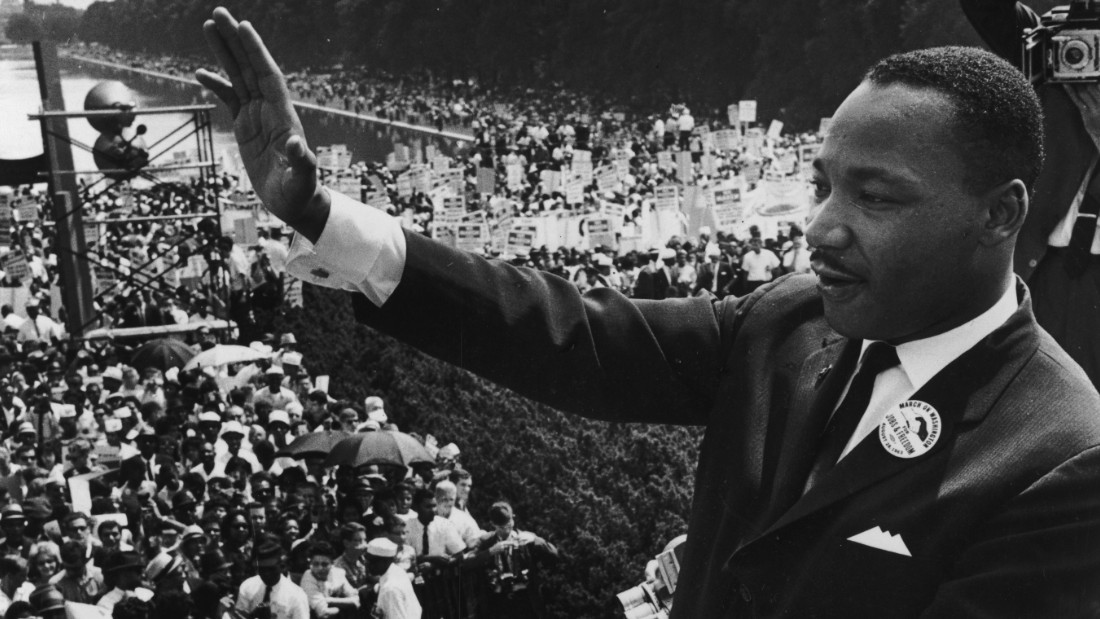 American civil rights leader Dr. Martin Luther King Jr. (1929 - 1968) delivers his &#39;I have a dream&#39; speech to participants in the March on Washington, D.C. on August 28, 1963.