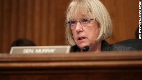 Senate Health, Education, Labor and Pensions Committee ranking member Patty Murray (D-WA) questions Betsy DeVos, President-elect Donald Trump&#39;s pick to be the next Secretary of Education, during her confirmation hearing in the Dirksen Senate Office Building on Capitol Hill  January 17, 2017 in Washington, DC.