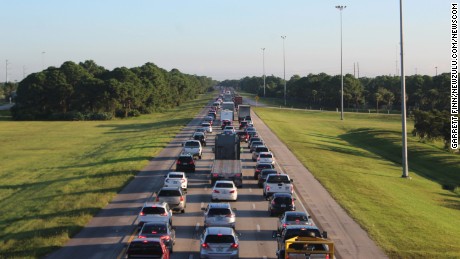 Evacuations cause gridlock on September 7 as residents of Port St. Lucie, Florida prepare for Hurricane Irma to hit the region.