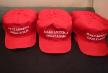 Republican presidential nominee Donald Trump "Make America Great Again" hats are pictured during a meeting with Trump's Hispanic Advisory Council at Trump Tower in the Manhattan borough of New York, U.S., August 20, 2016. REUTERS/Carlo Allegri