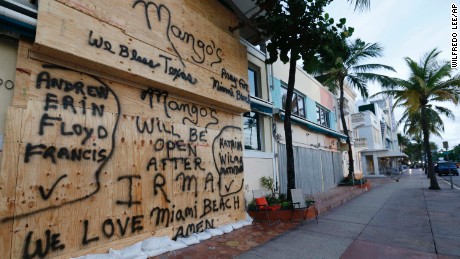 A boarded up building on normally bustling South Beach is shown, Friday, Sept. 8, 2017 in Miami Beach, Fla. The first hurricane warnings were issued for parts of southern Florida as the state braced for what could be a catastrophic hit over the weekend. (AP Photo/Wilfredo Lee)