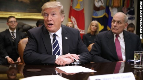 President Donald Trump delivers remarks at the beginning of a meeting with Homeland Security Secretary John Kelly and other government cyber security experts in the Roosevelt Room at the White House January 31, 2017 in Washington, DC. 