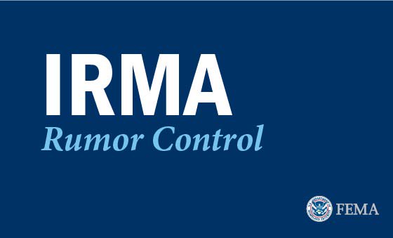 a graphic that reads irma rumor control in bold letters