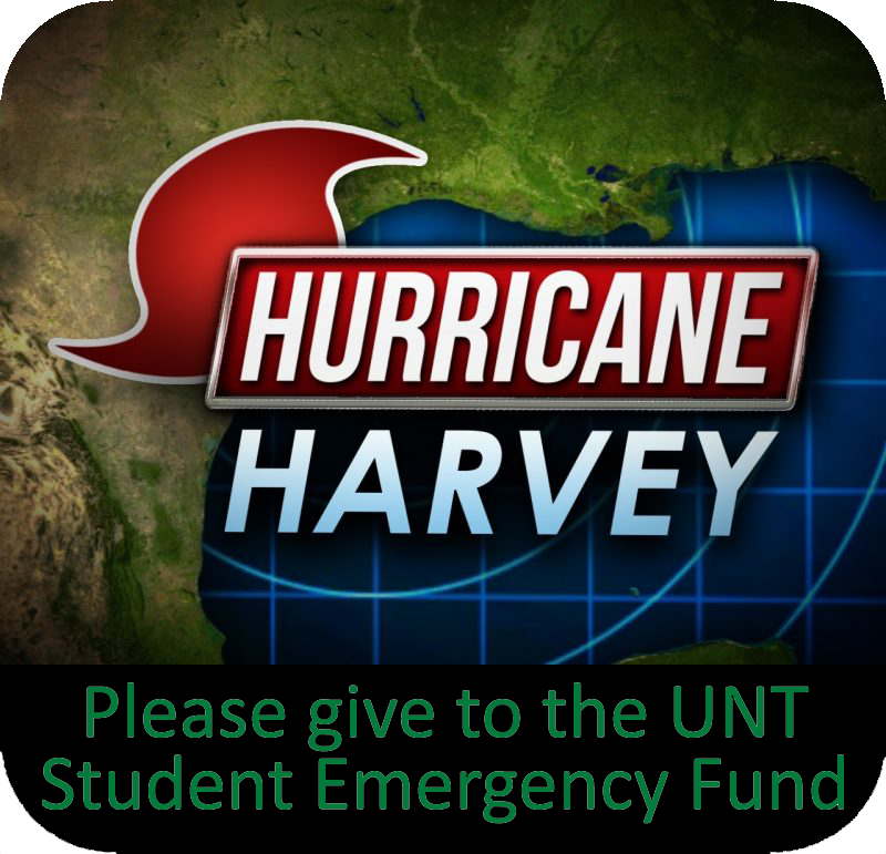 Link set up to the Emergency Fund to help UNT students who may need assistance (non-tuition related) with expenses (books, personal items, etc.) related to Hurricane Harvey.