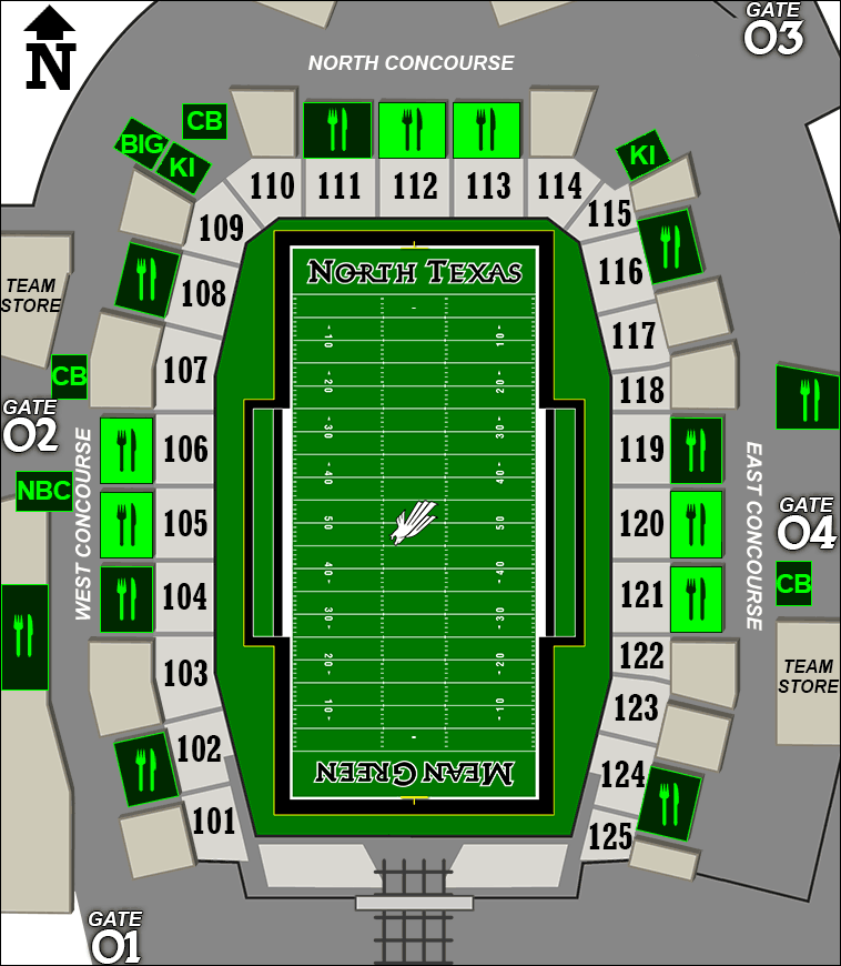 Apogee Stadium concessions map - chicken