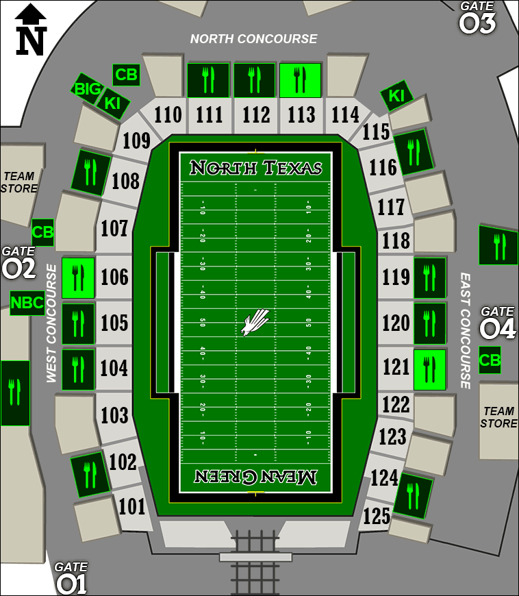 Apogee Stadium concessions map - Victory Grill