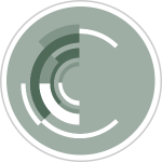 green, white, and grey semi-circle with text