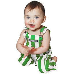 Infant Game Bib Overalls - Green/White
