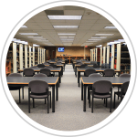 study area with tables and chairs