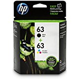 HP 63 Black & Tri-color Original Ink Cartridges, 2 Cartridges (F6U61AN, F6U62AN)