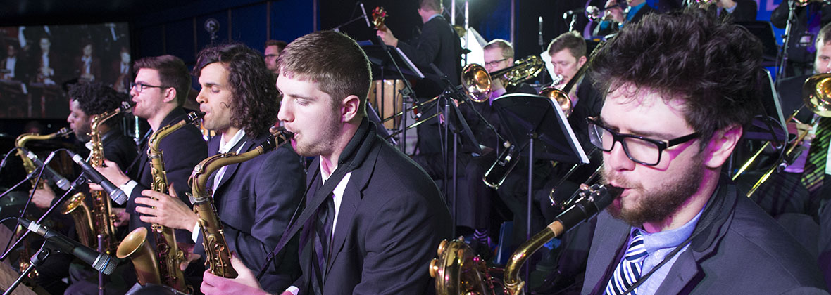 One O&#039;Clock Lab Band saxophones at the Generations in Jazz Festival in Australia