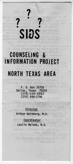 SIDS Counseling and Information Project Pamphlet, UNTA_AR0177-027-001