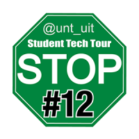 Stop sign for student tech tour stop number 12.