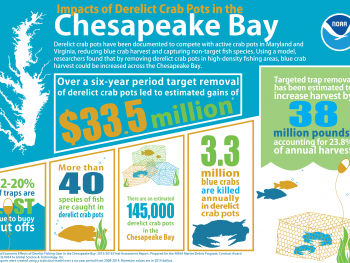 Infographic of the results from the Effects of Derelict Fishing Gear in the Chesapeake Bay Assessment Report.