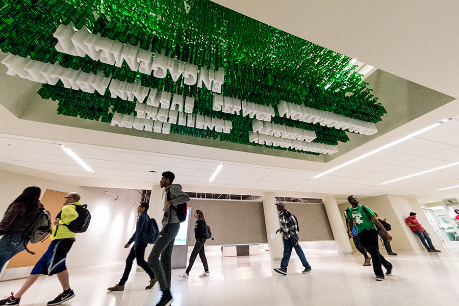 Students walking through the University Union