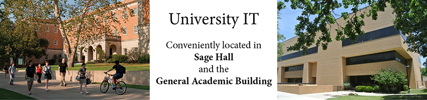 University IT locations are in Sage Hall and General Academic Building
