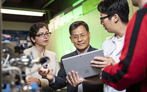 Gayatri Mehta and Wonbong Choi with students