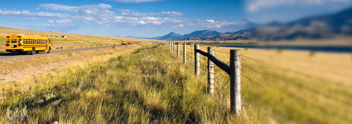 Image of school bus on a country road