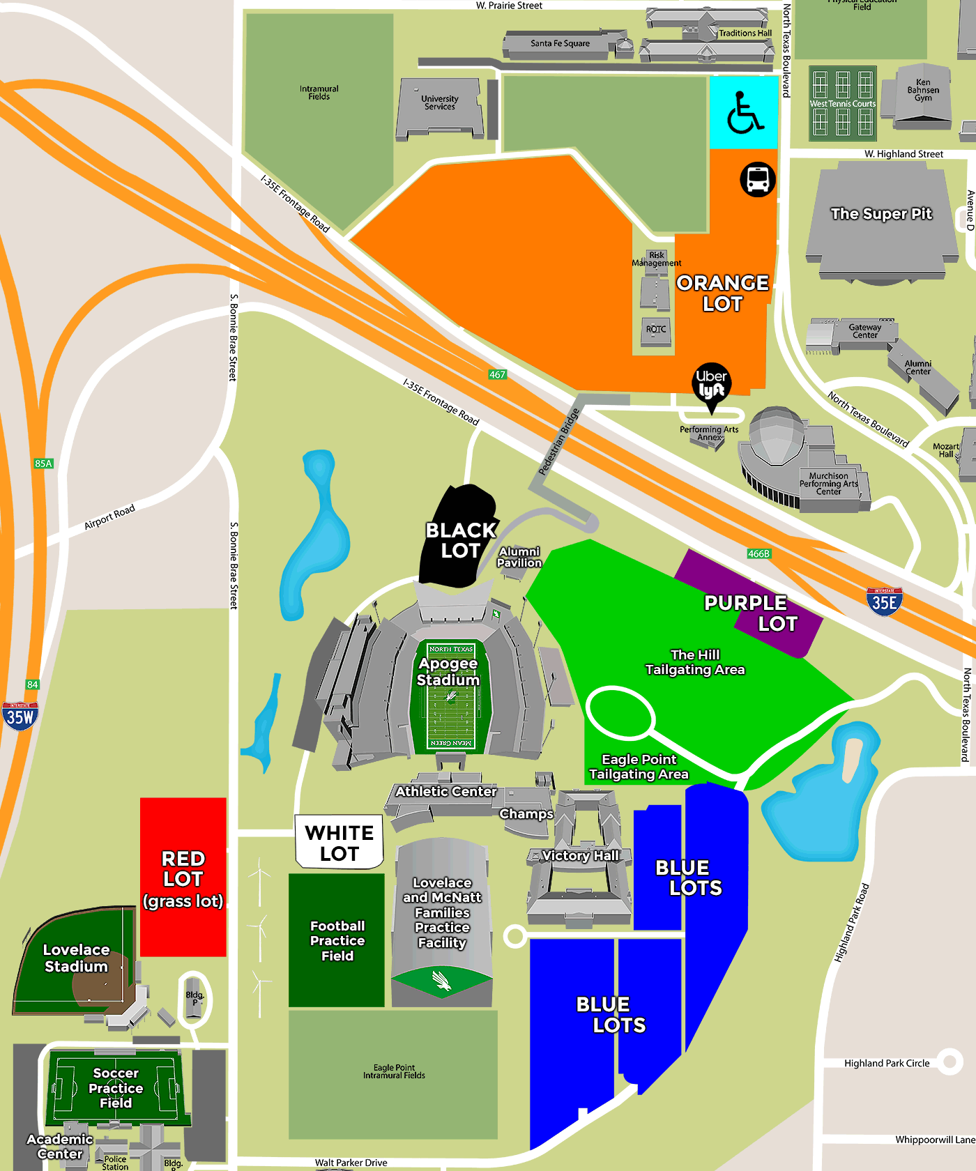 Apogee Stadium tailgating map