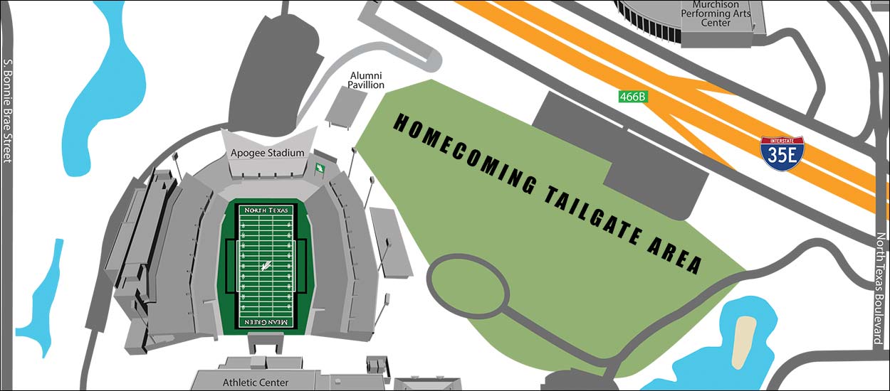 North Texas homecoming tailgate map