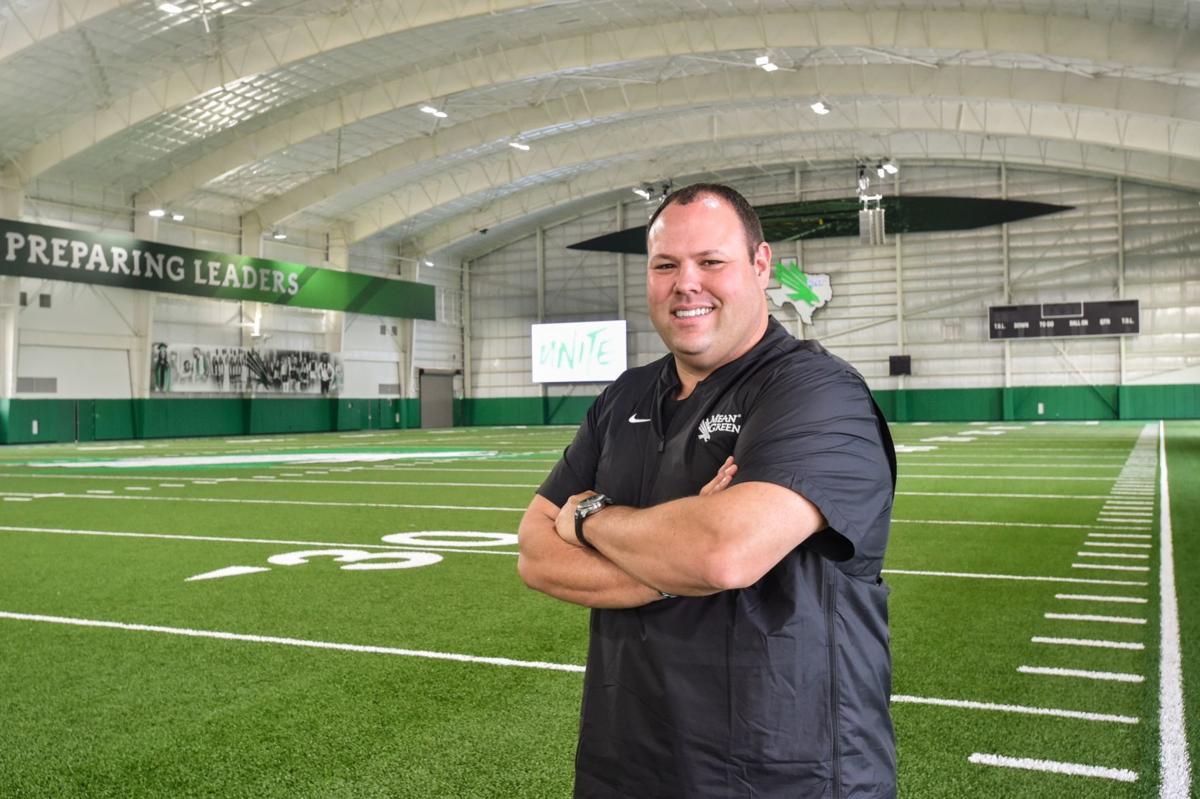 Wren Baker, Vice President and Director of Athletics at UNT in the new Mean Green Sports practice facility.