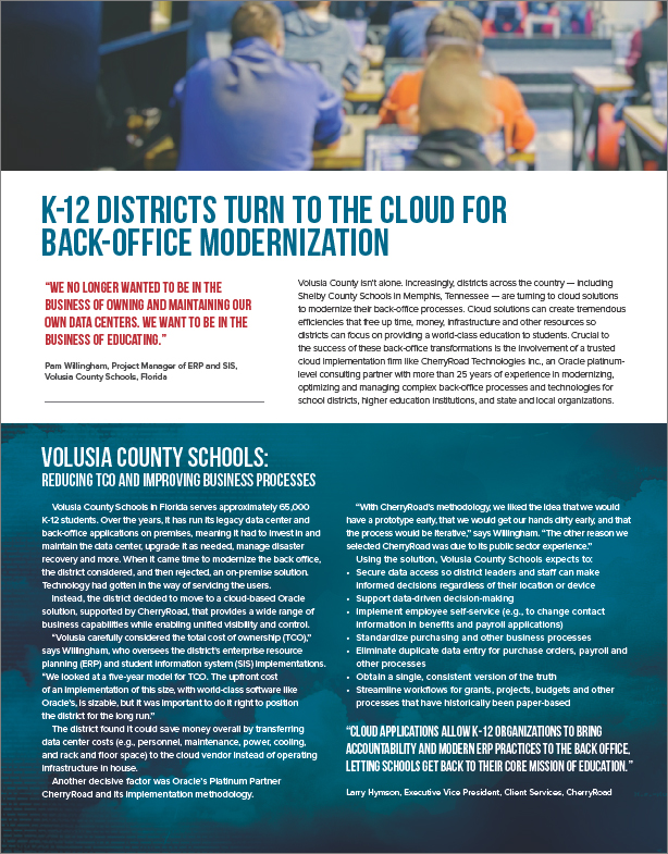 K-12 Districts Turn to the Cloud for Back-Office Modernization