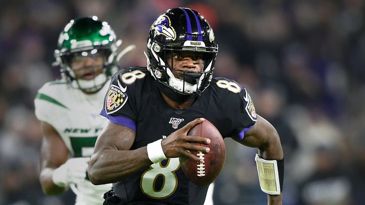 Dec. 12, 2019: Ravens quarterback Lamar Jackson (8) runs past New York Jets linebacker Brandon Copeland (51) during an NFL football game. (AP Photo/Gail Burton, File)