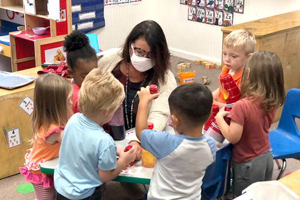 Children at a preschool during COVID-19