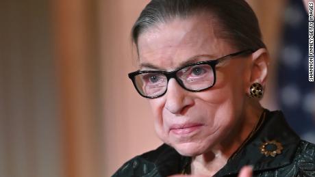 WASHINGTON, DC - FEBRUARY 14: Supreme Court Justice Ruth Bader Ginsburg is seen as she presents the Justice Ruth Bader Ginsburg Inaugural Woman of Leadership Award to Agnes Gund at The Library of Congress on February 14, 2020 in Washington, DC. (Photo by Shannon Finney/Getty Images)