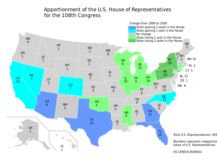 2000 census reapportionment.svg