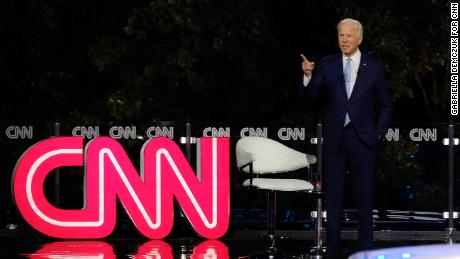 Democratic presidential nominee Joe Biden speaks at the CNN Presidential Town Hall in Scranton, Pennsylvania, on Thursday, September 17, 2020. (Gabriella Demczuk for CNN)
