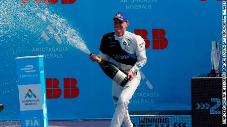 SANTIAGO, CHILE - JANUARY 18: Maximilian Günther of Germany for BMW i Andretti Motorsport team celebrates the victory after the E-Prix Antofagasta Minerals as part the third round of the ABB FIA Formula E Championship 2019/2020 on January 18, 2020 in Santiago, Chile. (Photo by Marcelo Hernandez/Getty Images)