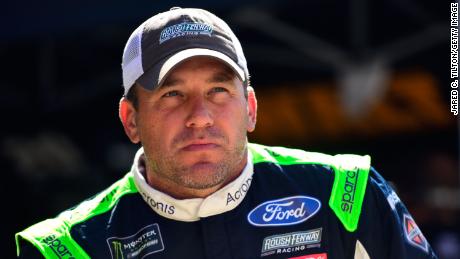 Ryan Newman, driver of the #6 Acronis Ford, stands in the garage during practice for the Monster Energy NASCAR Cup Series Bass Pro Shops NRA Night Race at Bristol Motor Speedway on August 16, 2019 in Bristol, Tennessee. 