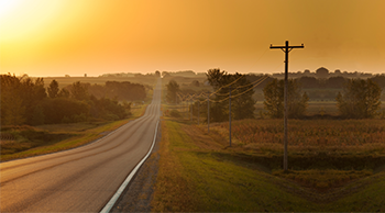 rural road at sunset