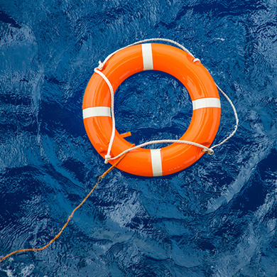 lifebuoy floating on water