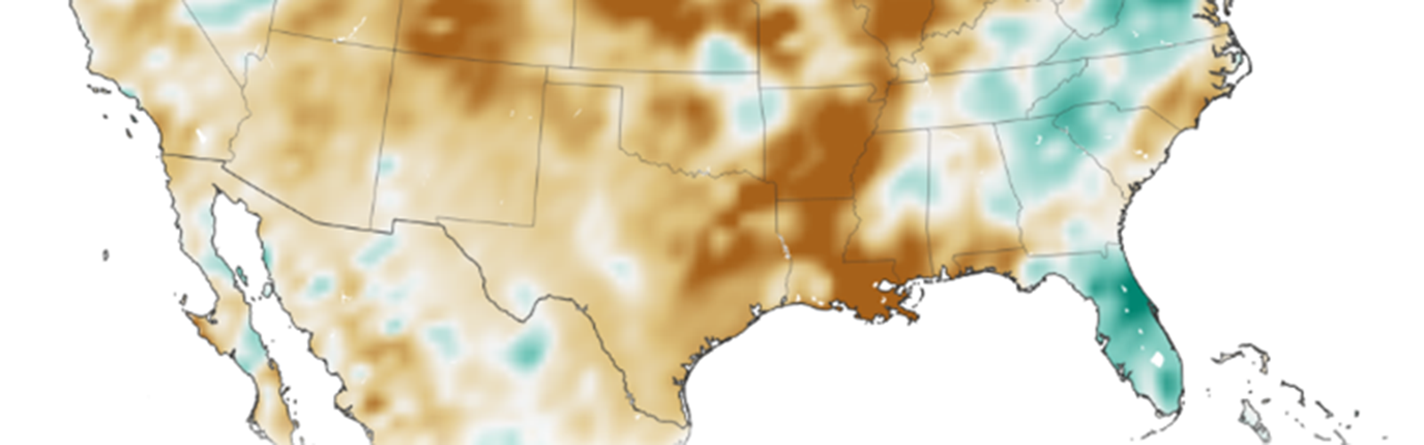 slide 2 - Red areas show drought in the South and West while wetter soils are apparent in the Mid Atlantic