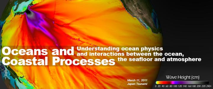 Banner Image text: "Oceans and Coastal Processes: Understanding ocean physics and interactions between the ocean, the seafloor and atmosphere"