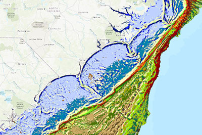 Map showing a portion of The Nature Conservancy South Atlantic Bight Marine Assessment.