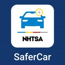 Car icon with text, NHTSA, SaferCar