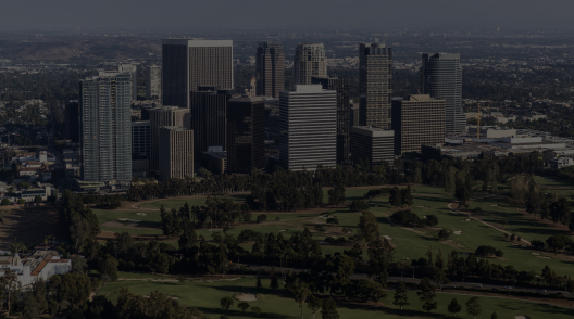 An aerial view of Century City section of Los Angeles, California. 