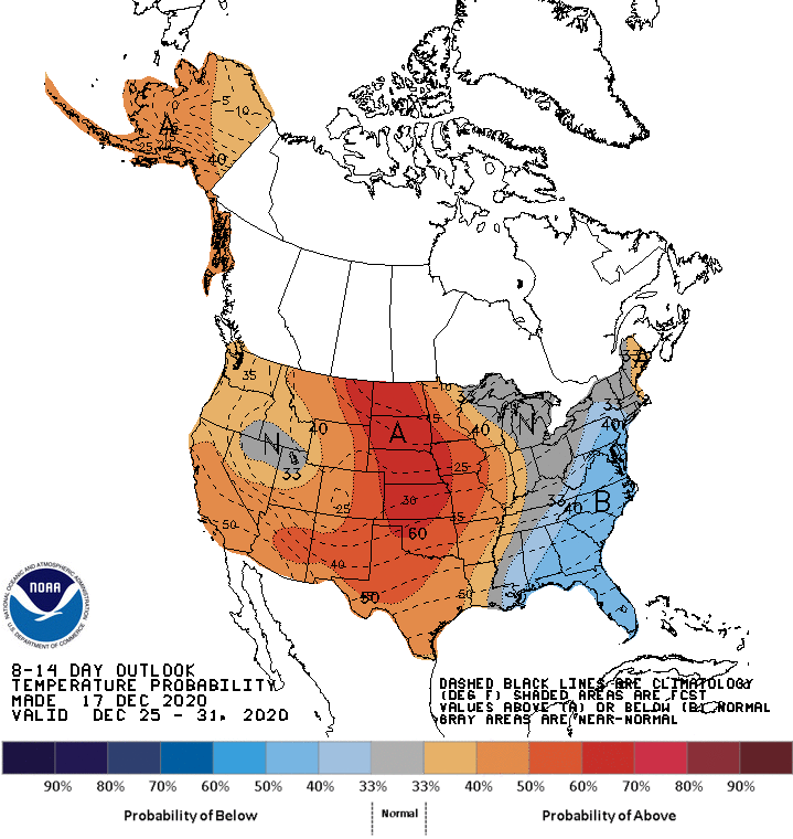 Latest 8 to 14 Day Temperature Outlook