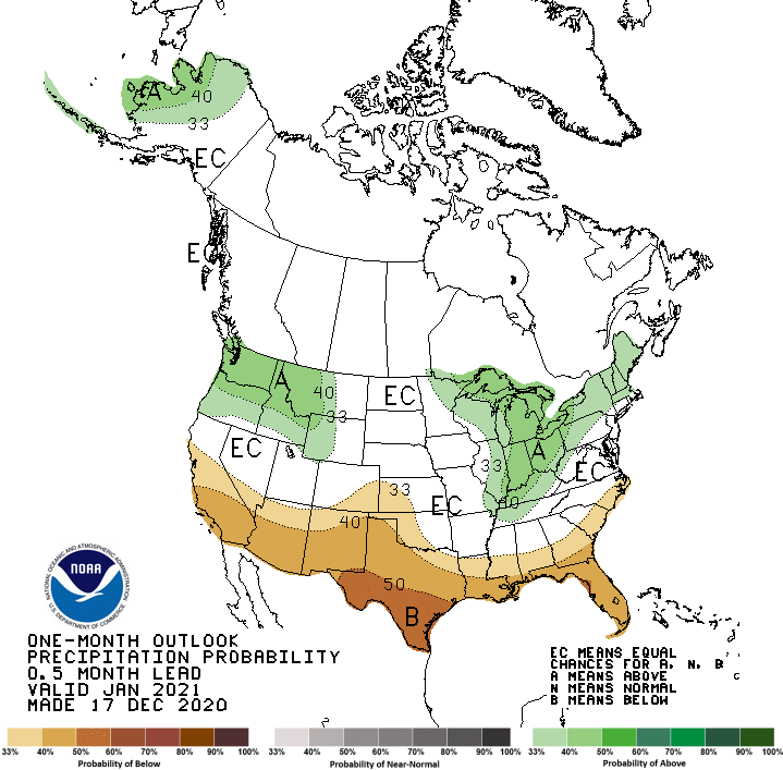 Latest 30 Day Precipitation Outlook