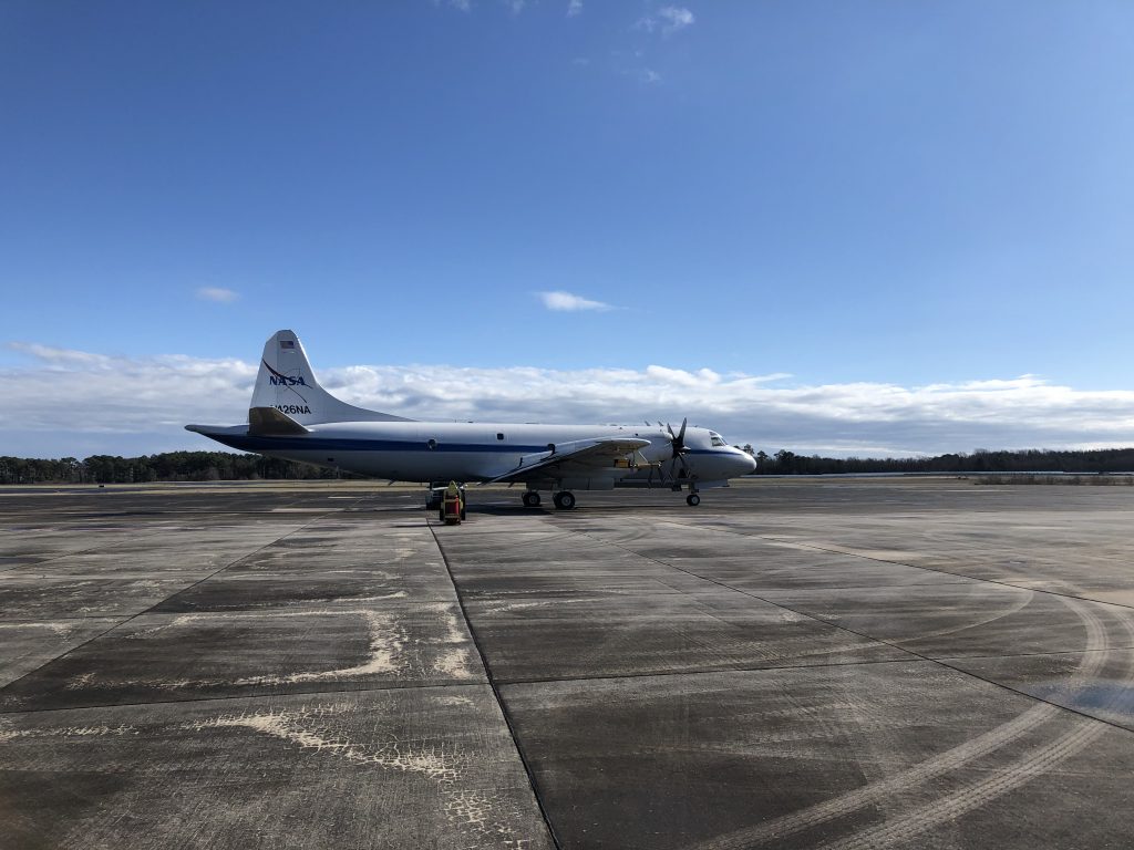 The NASA P-3 Orion on the runway ready for IMPACTS’ second science flight on Jan. 25, 2020, at NASA’s Wallops Flight Facility in Virginia. Credit: NASA/Katie Jepson