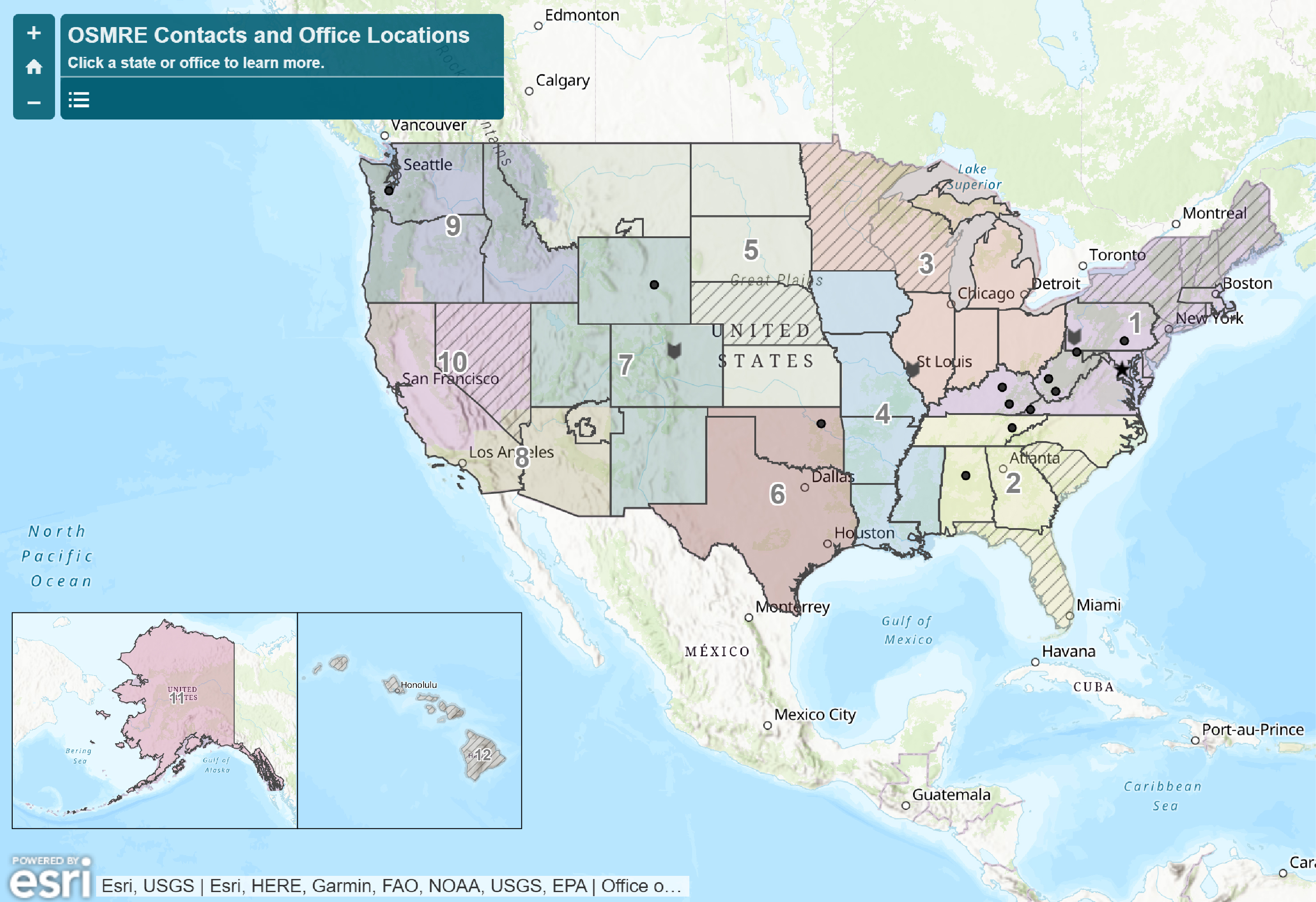 Interior Regions Map for OSMRE