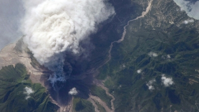 An eruption at Montserrat Volcano on October 11, 2009. 