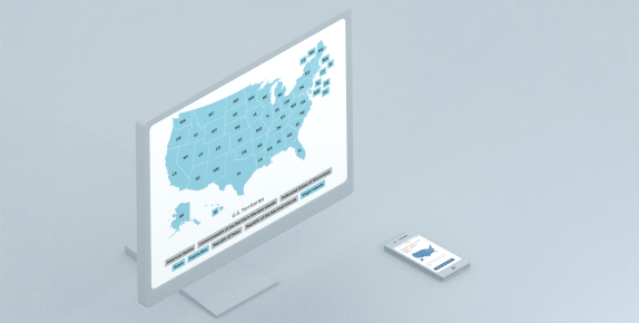 computer screen and smart phone showing U.S. map